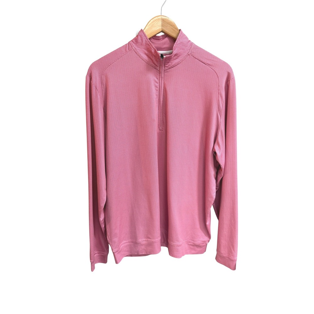 Johnnie-O Quarter Zip Pullover Pink Micro Dot Performance Men Size Medium Golf